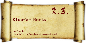 Klopfer Berta névjegykártya
